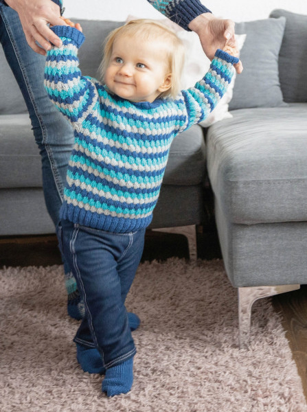 Modell 21083 Baby-Pulli Step Merino Uni & Melangen - Anleitung gratis